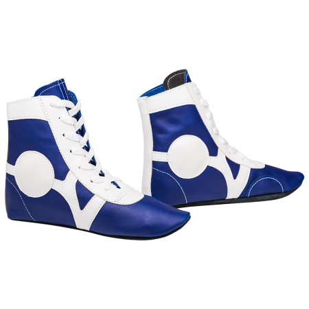 Купить Обувь для самбо SM-0102, кожа, синий Rusco в Бугульме 