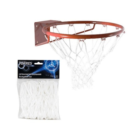 Купить Сетка баскетбольная Torres, нить 4 мм, белая в Бугульме 