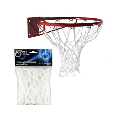 Купить Сетка баскетбольная Torres, нить 6 мм, белая в Бугульме 